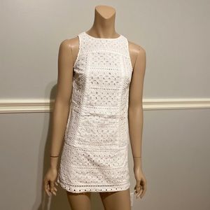 White eyelet mini dress